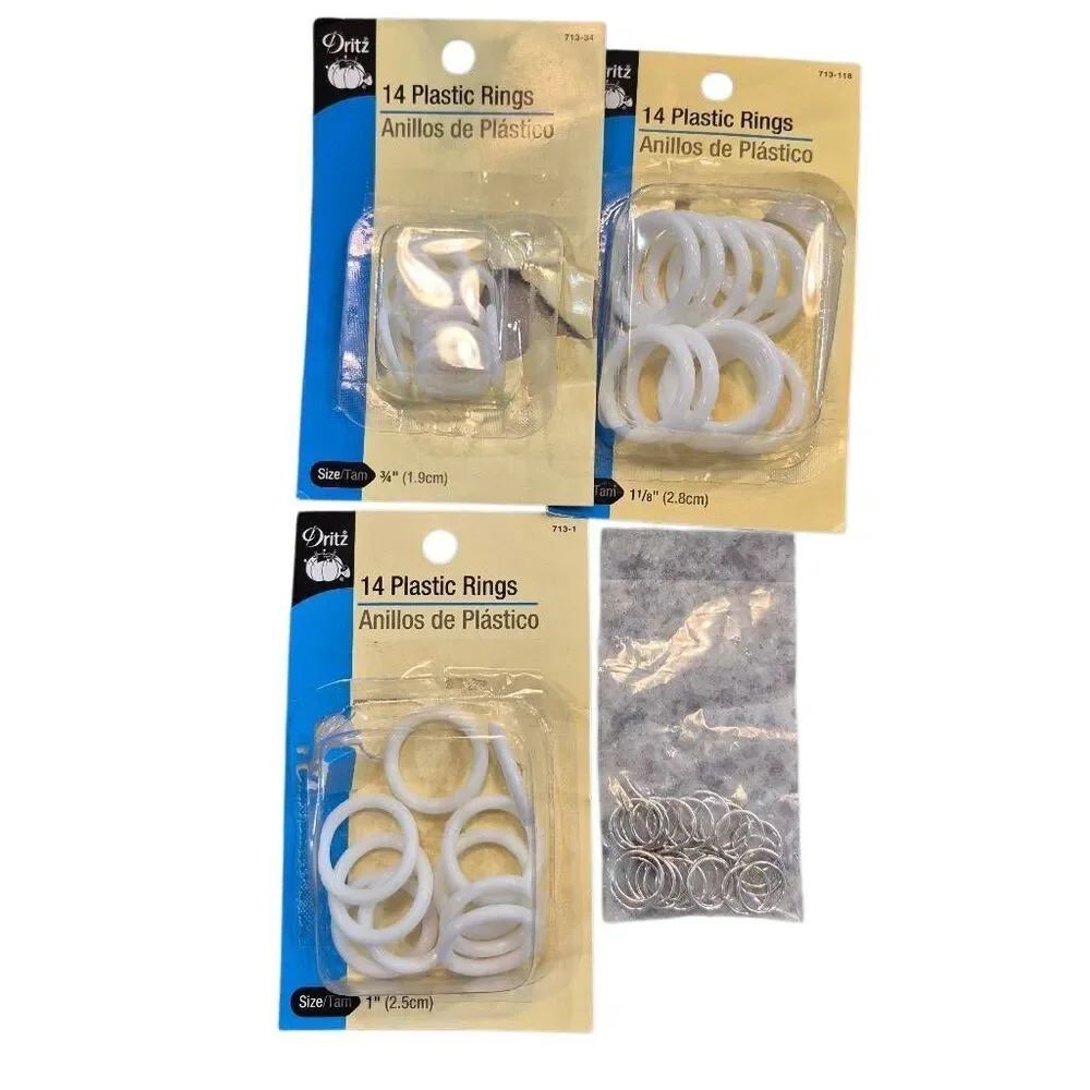 Dritz Plastic Drapery Rings Set & Loose Metallic Craft Rings Bundle